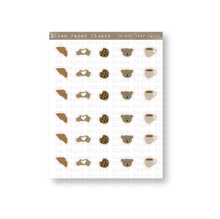 Bakery Bear Doodle Planner Stickers
