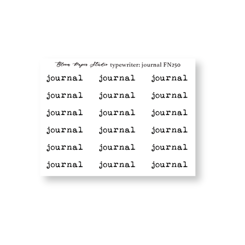 FN250 Foiled Script Typewriter: Journal Planner Stickers