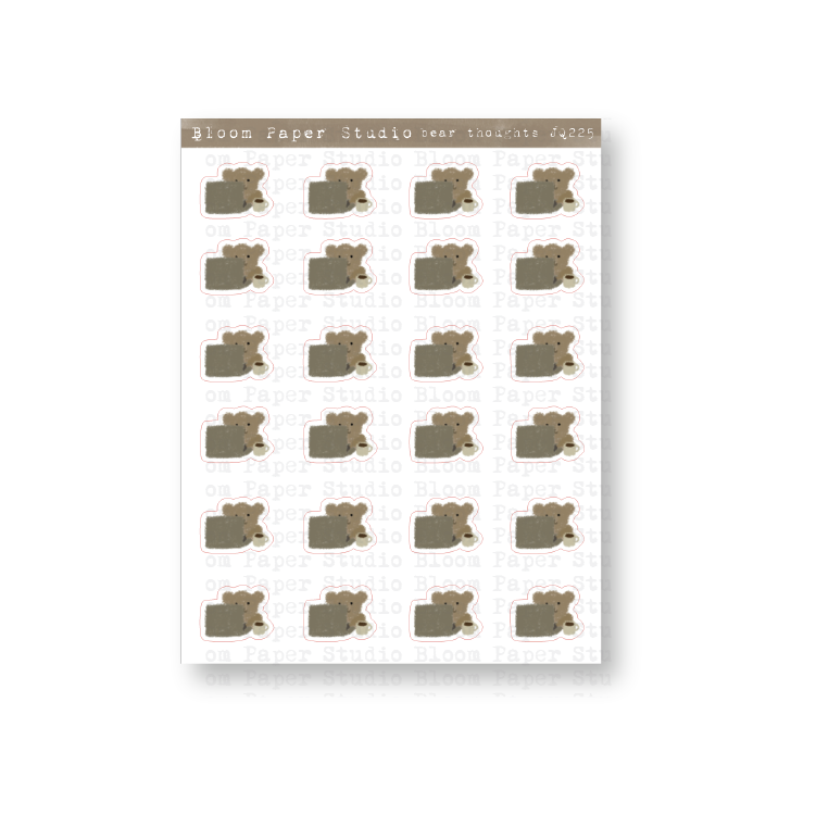 Bear Computer Duties Doodle Planner Journal Stickers