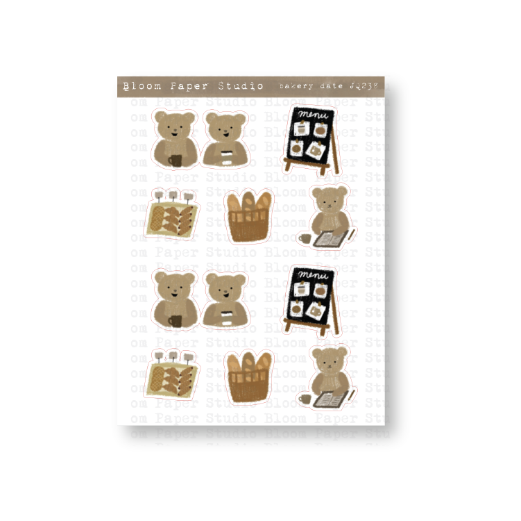 Bear Bakery Date Doodle Planner Journal Stickers