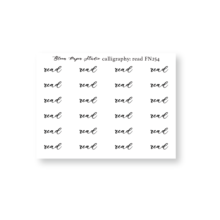 FN254 Foiled Script Calligraphy: Read Planner Stickers