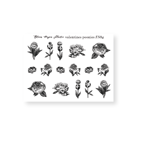FN84 Foiled Valentines Peonies Planner Stickers