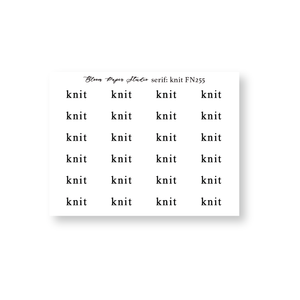 FN255 Foiled Script Serif: Knit Planner Stickers