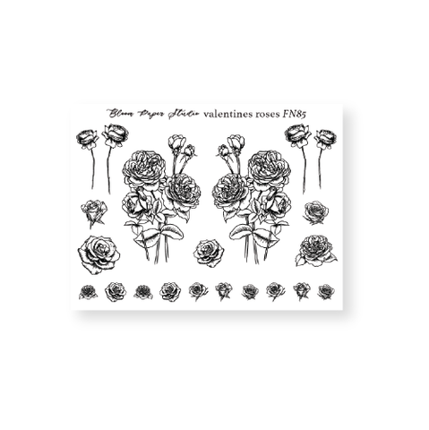 FN85  Foiled Valentines Roses Planner Stickers