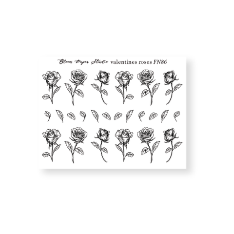 FN86 Foiled Valentines Roses Planner Stickers