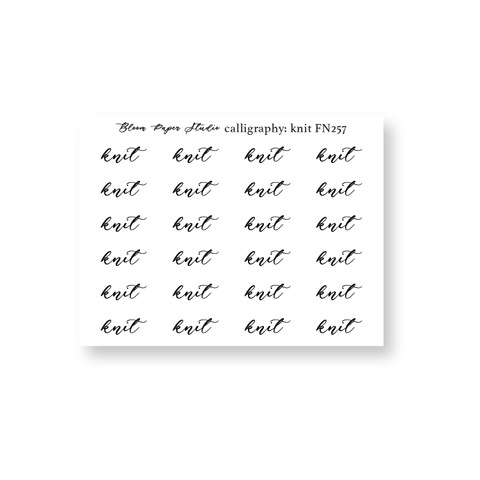 FN257 Foiled Script Calligraphy: Knit Planner Stickers