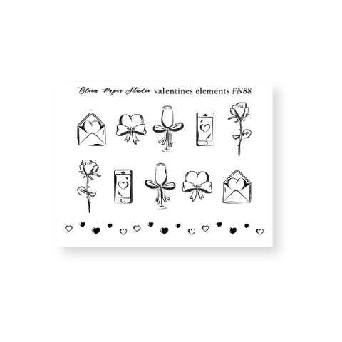 FN88 Foiled Valentines Elements Planner Stickers