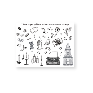 FN89 Foiled Valentines Elements Planner Stickers