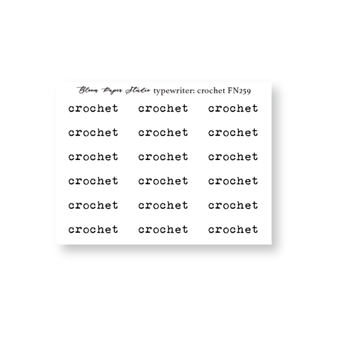 FN259 Foiled Script Typewriter: Crochet Planner Stickers