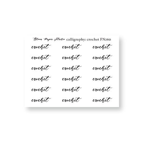 FN260 Foiled Script Calligraphy: Crochet Planner Stickers