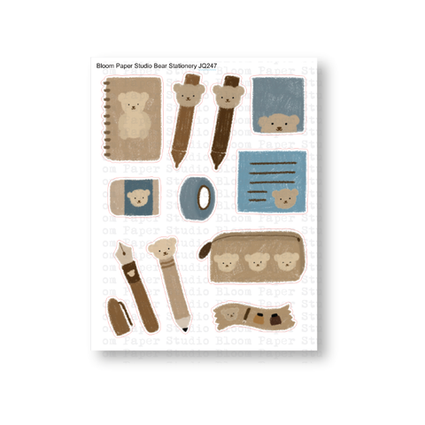Bear Stationery Doodle Planner Stickers