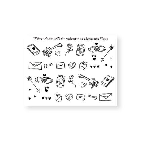 FN95 Foiled Valentines Elements Planner Stickers