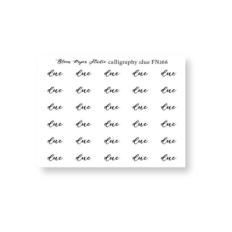 FN266 Foiled Script Calligraphy: Due Planner Stickers
