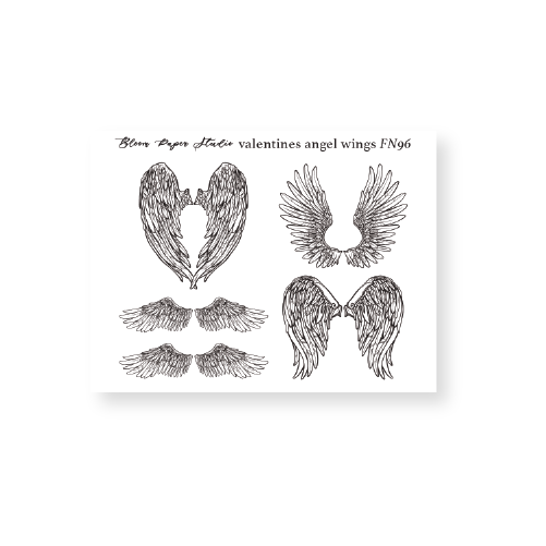 FN96 Foiled Valentines Angel Wings Planner Stickers