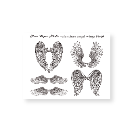 FN96 Foiled Valentines Angel Wings Planner Stickers
