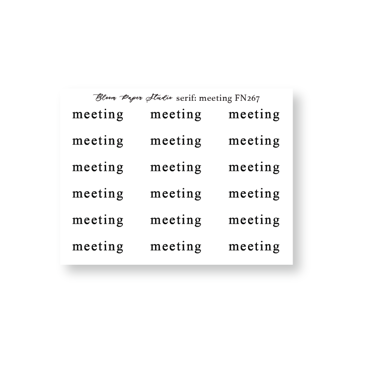 FN267 Foiled Script Serif: Meeting Planner Stickers