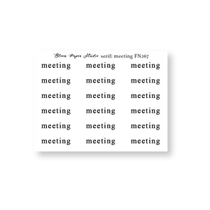 FN267 Foiled Script Serif: Meeting Planner Stickers