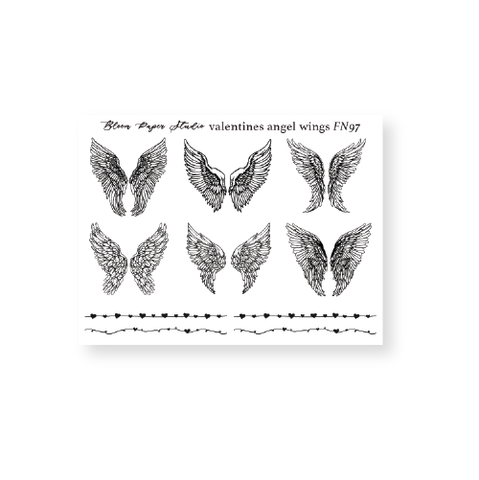 FN97 Foiled Valentines Angel Wings Planner Stickers