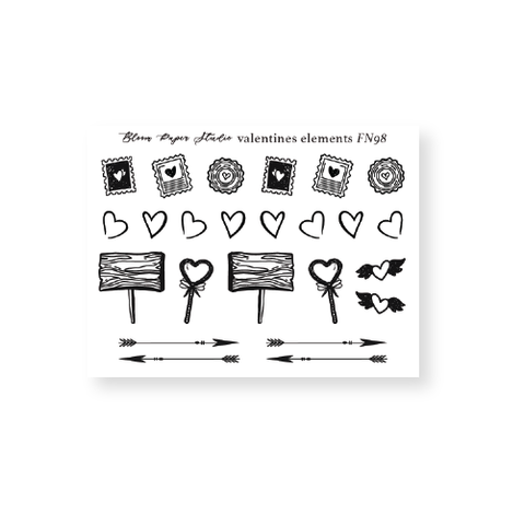FN98 Foiled Valentines Stamps Planner Stickers