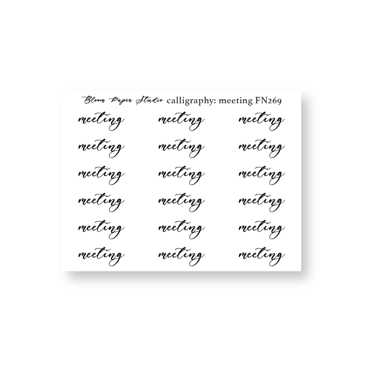 FN269 Foiled Script Calligraphy: Meeting Planner Stickers