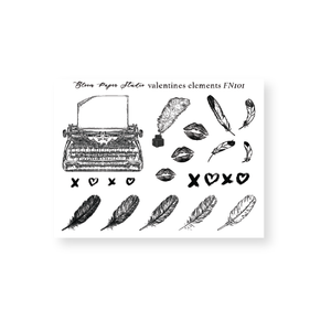 FN101 Foiled Valentines Elements Planner Stickers