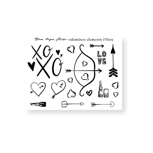FN103 Foiled Valentines Elements Planner Stickers