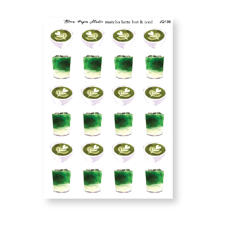 Matcha Latte Iced & Hot Journaling Planner Stickers