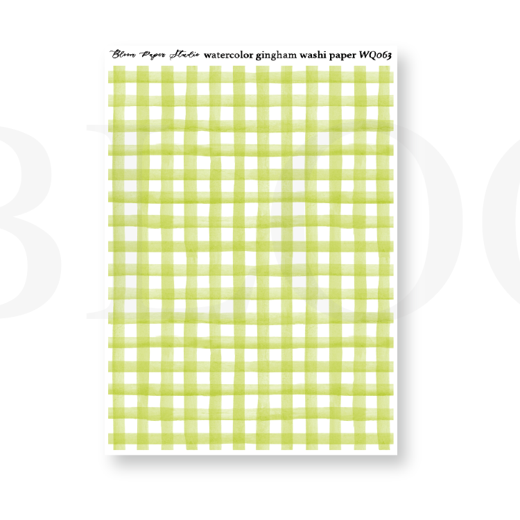 WQ063 Watercolor Gingham Washi Paper Journaling Stickers