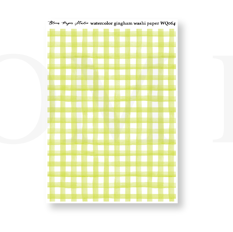 WQ064 Watercolor Gingham Washi Paper Journaling Stickers