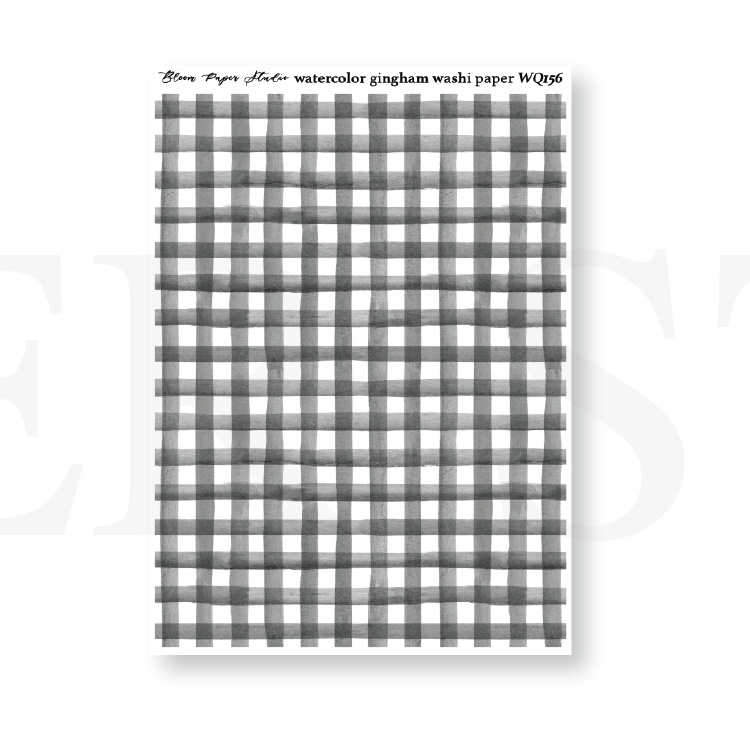 WQ156 Watercolor Gingham Washi Paper Journaling Stickers