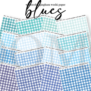 WQ081-96 Watercolor Gingham Washi Paper (BLUES) Journaling Stickers