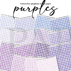 WQ097-111 Watercolor Gingham Washi Paper (PURPLES) Journaling Stickers
