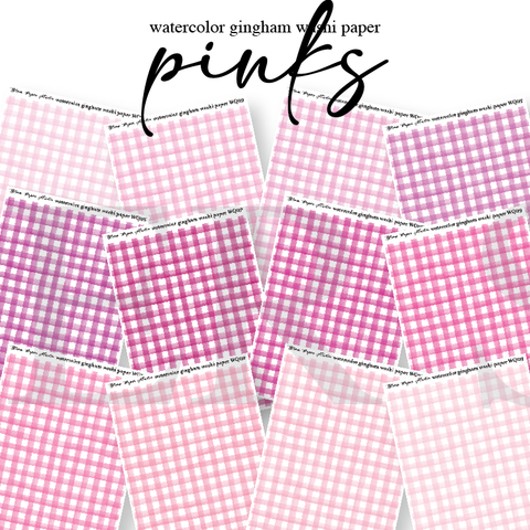 WQ112-123 Watercolor Gingham Washi Paper (PINKS) Journaling Stickers