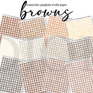WQ139-150 Watercolor Gingham Washi Paper (BROWNS) Journaling Stickers