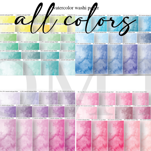 WQ162-261 Watercolor Washi Paper (ALL COLORS) Journaling Stickers