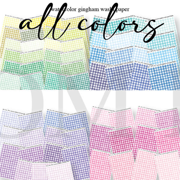WQ57-156 Watercolor Gingham Washi Paper (ALL COLORS) Journaling Stickers