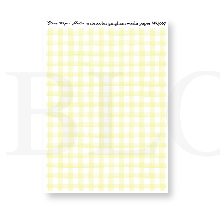 WQ067 Watercolor Gingham Washi Paper Journaling Stickers