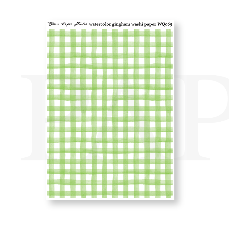 WQ069 Watercolor Gingham Washi Paper Journaling Stickers