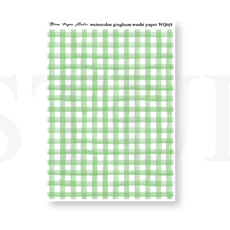 WQ071 Watercolor Gingham Washi Paper Journaling Stickers