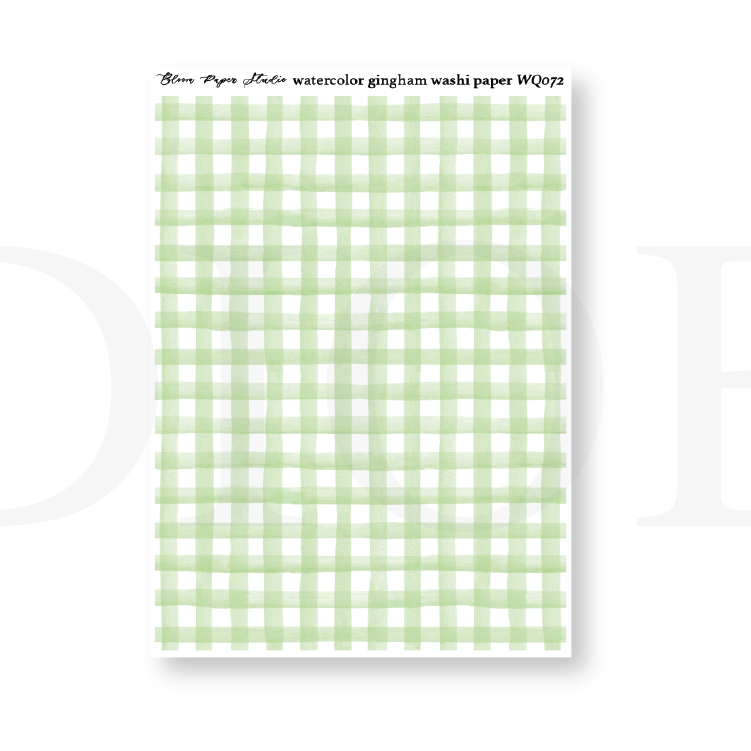 WQ072 Watercolor Gingham Washi Paper Journaling Stickers