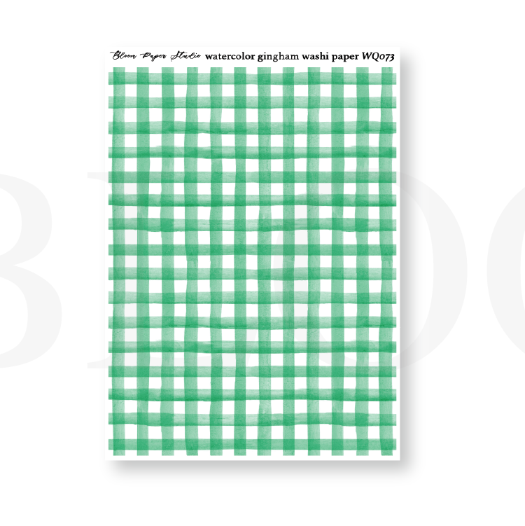 WQ073 Watercolor Gingham Washi Paper Journaling Stickers