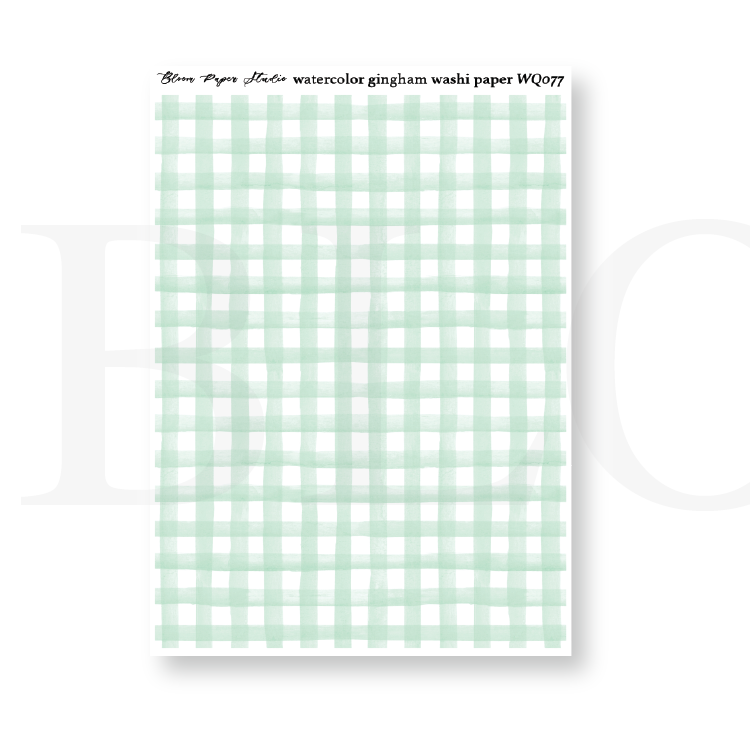 WQ077 Watercolor Gingham Washi Paper Journaling Stickers