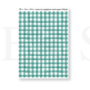 WQ080 Watercolor Gingham Washi Paper Journaling Stickers