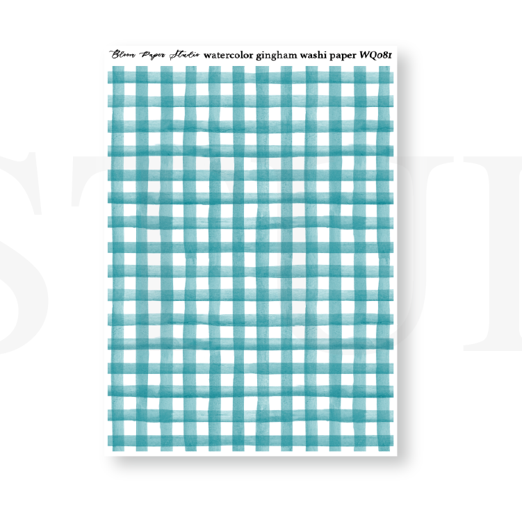 WQ081 Watercolor Gingham Washi Paper Journaling Stickers