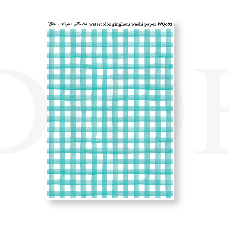 WQ082 Watercolor Gingham Washi Paper Journaling Stickers