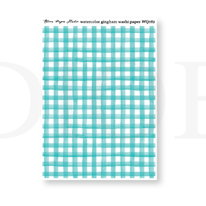 WQ082 Watercolor Gingham Washi Paper Journaling Stickers