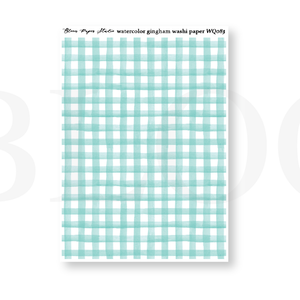 WQ083 Watercolor Gingham Washi Paper Journaling Stickers