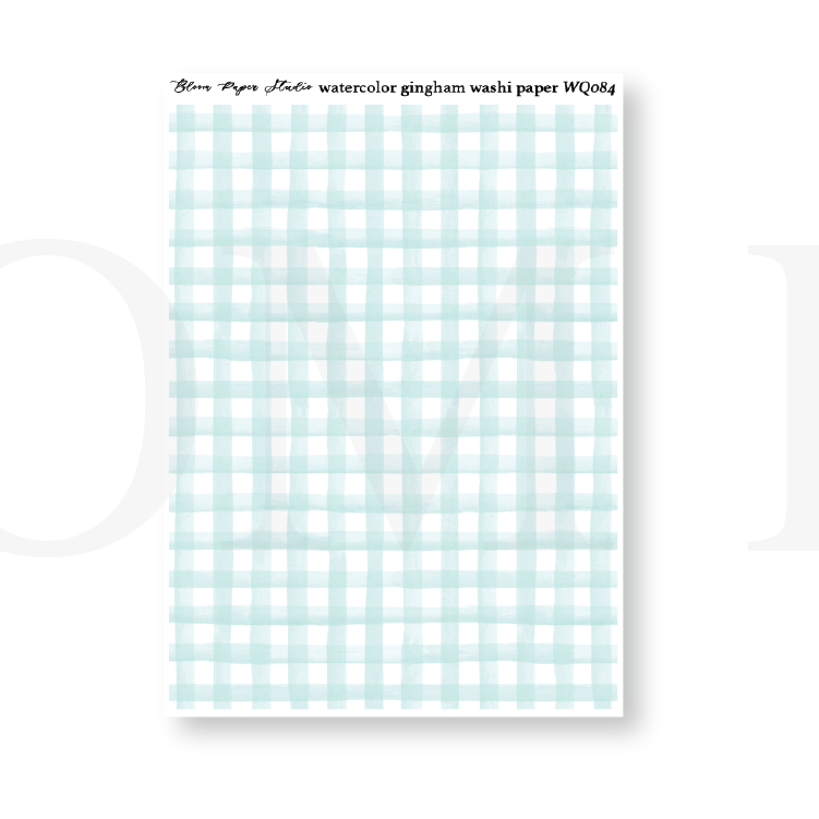 WQ084 Watercolor Gingham Washi Paper Journaling Stickers