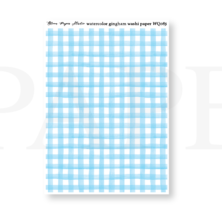WQ085 Watercolor Gingham Washi Paper Journaling Stickers