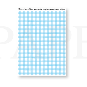 WQ085 Watercolor Gingham Washi Paper Journaling Stickers